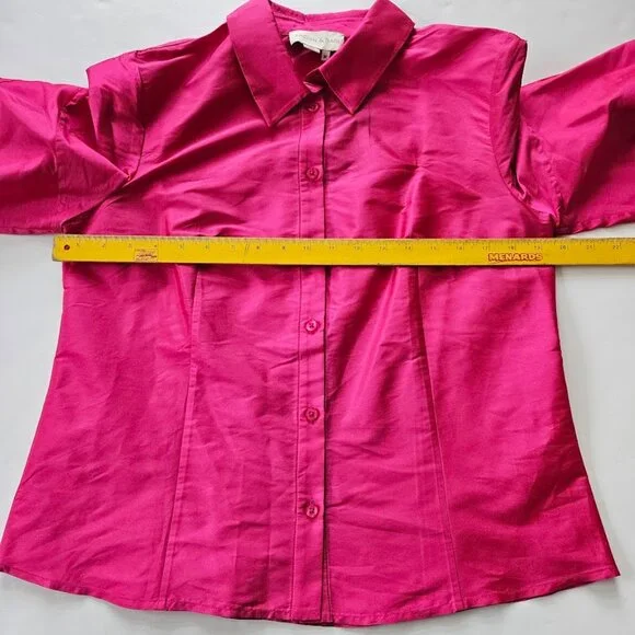 NWT Sachin & Babi Astor Top Embroidered Taffeta Button Down Blouse Fuchsia M